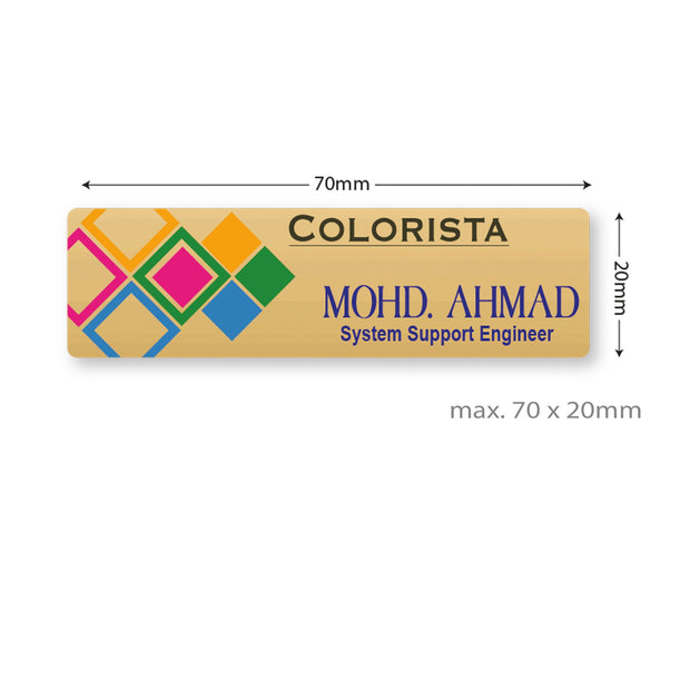 uv printed colour name tag model Tag 8-7 (brass)