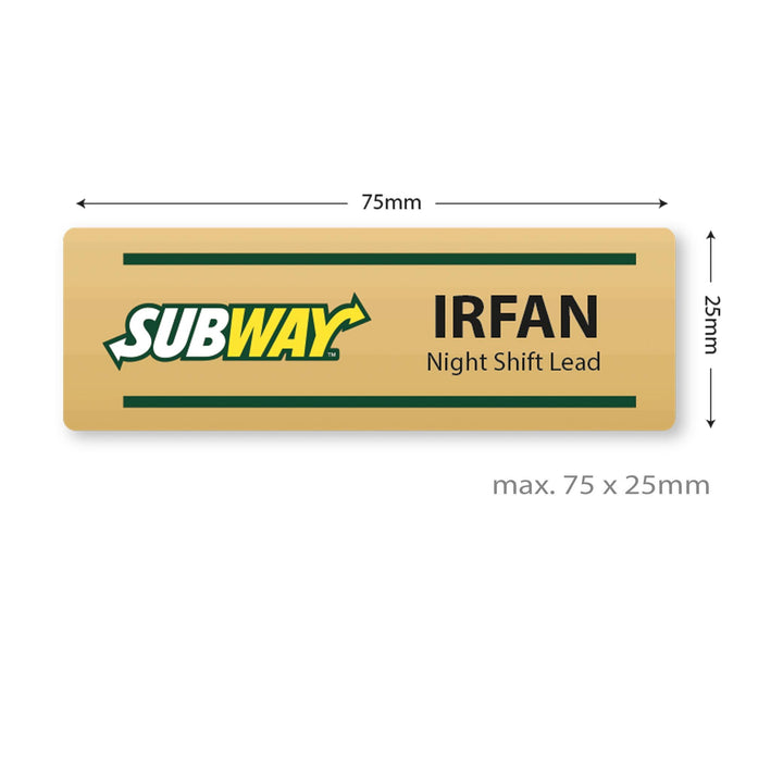 uv printed colour name tag model Tag 8-8 (brass)