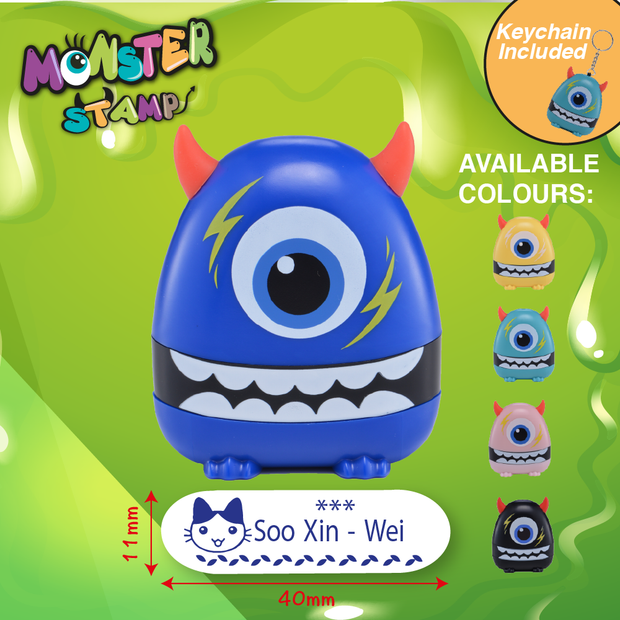 One Eye Monster Stamp Blue Preink