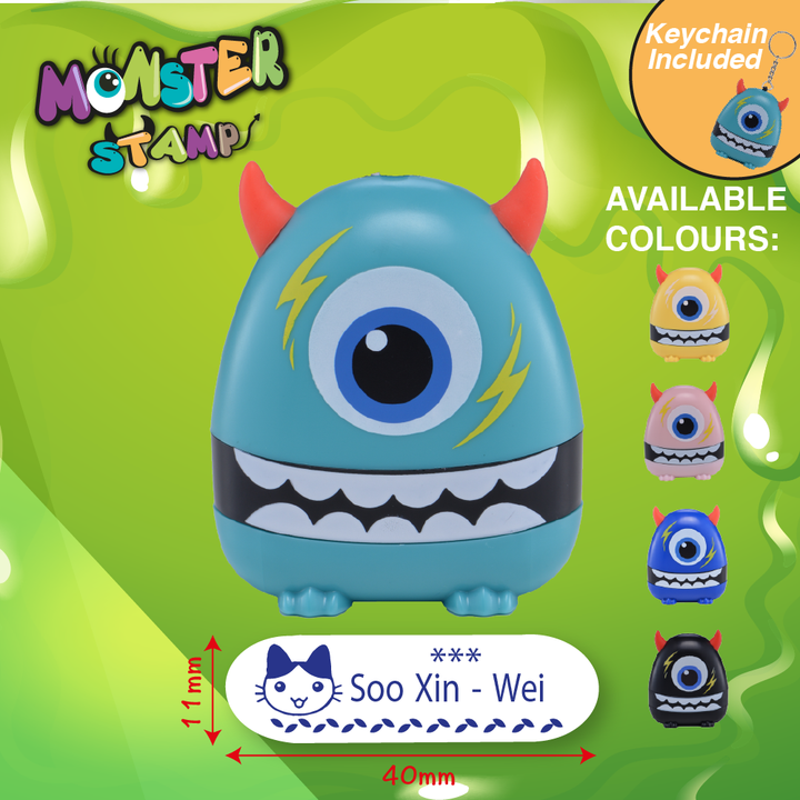 One Eye Monster Stamp Green Preink