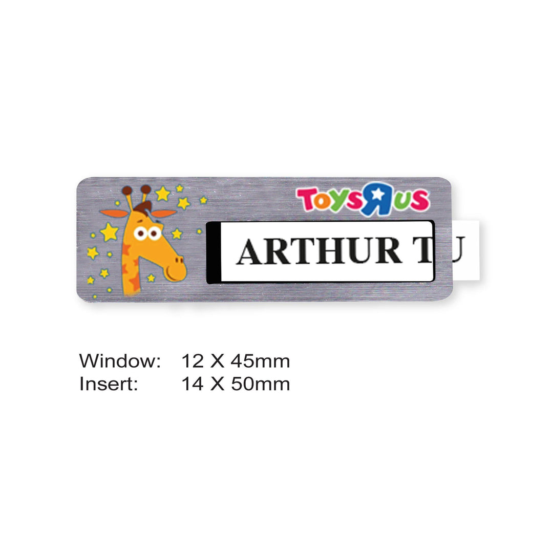 uv printed colour name tag model Tag 8-11 (reusable radiant silver)