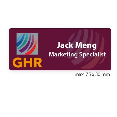uv printed colour name tag model tag 11C in burgundy