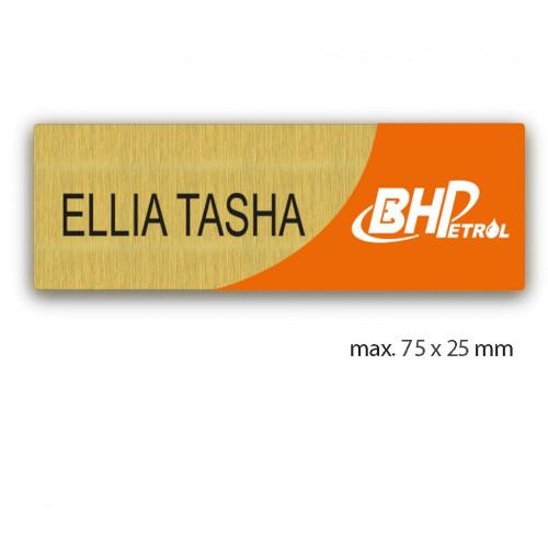 uv printed colour name tag model tag 12C in gold