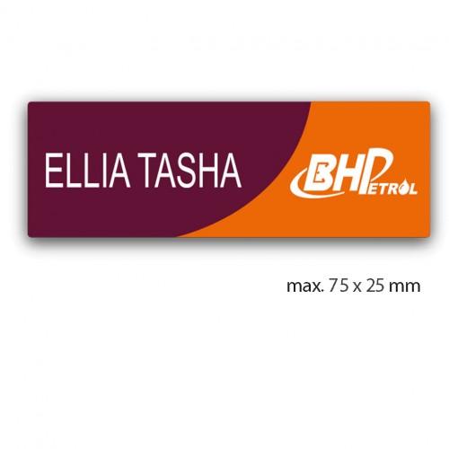 uv printed colour name tag model tag 12C in burgundy