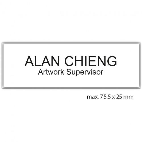 engraved name tag model tag 1 in white