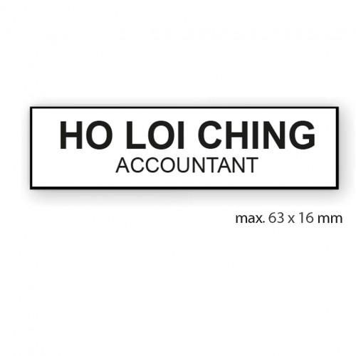 engraved name tag model tag 2A in white