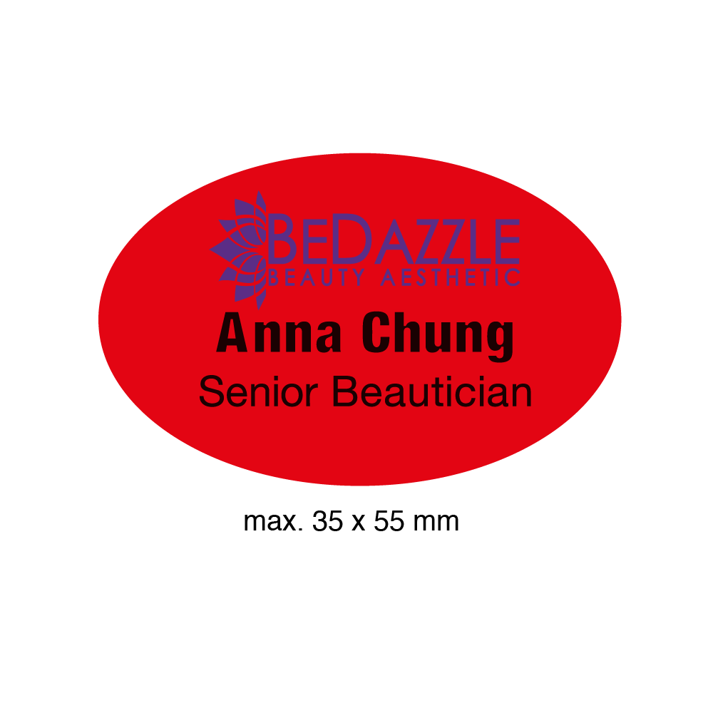 uv printed colour name tag model tag 13C in red