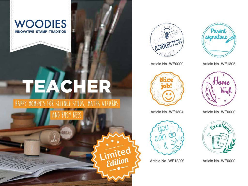 Woodies Teacher Stamp Box Set Limited Edition AE Stamp A E Stamp